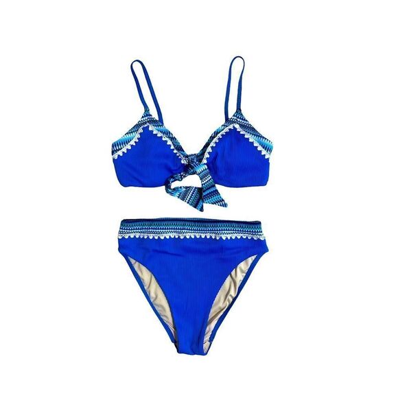 Swimsuits for All blue high rise ribbed bikini 4 - Picture 1 of 16